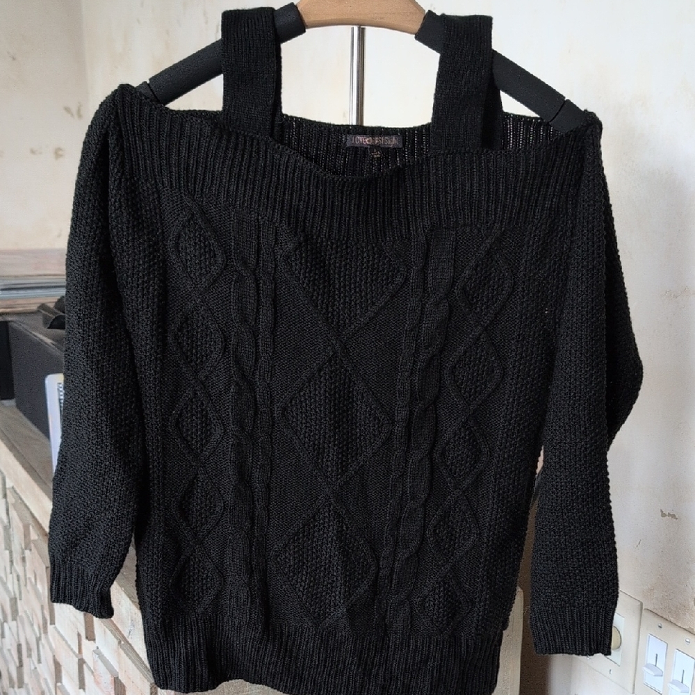 Elegant Black Off-the-Shoulder Sweater
